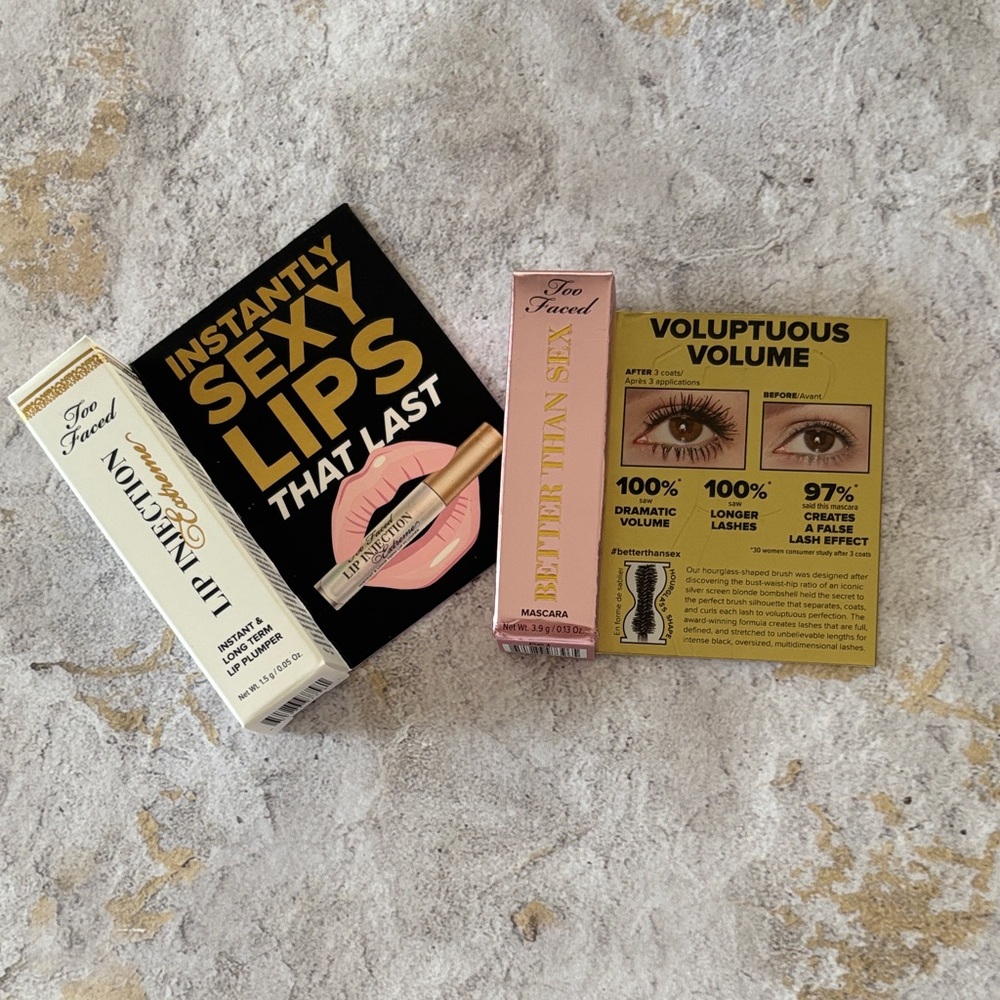 Too Faced Lip Injection Extreme and Better Than Sex Mascara Set
